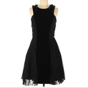 2b Rych Silk Blend Velvet Pleated Cocktail dress 6 knee length black